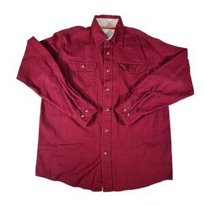 Wrangler Shirt Men Medium  Red Long Sleeve Button Snap Collared Mid Weight